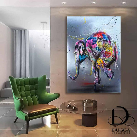 Elephant Modern Animal Graffiti Canvas wall Art