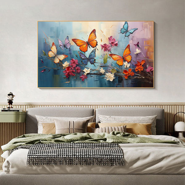 Abstract Color Butterfly print on Canvas, Living room Wall Decor, Colorful Wall Art