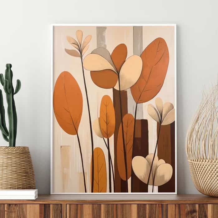 Modern Canvas Painting Abstract Brown Orange And Prints luxury Wall Art Home Decor