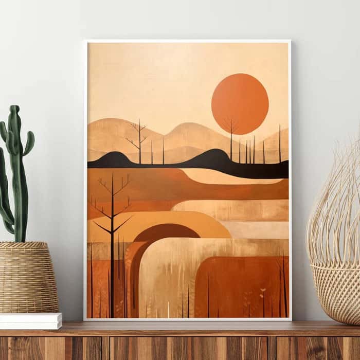 Modern Canvas Painting Abstract Brown Orange And Prints luxury Wall Art Home Decor