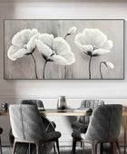 Flower  print on Canvas, Large Wall Art, Abstract Blossom White Floral Painting, Living Room Home Decor