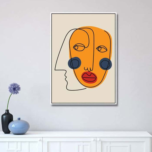 Colorful Surrealistic Faces Line Art - Set Of 3