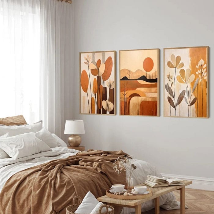 Modern Canvas Painting Abstract Brown Orange And Prints luxury Wall Art Home Decor