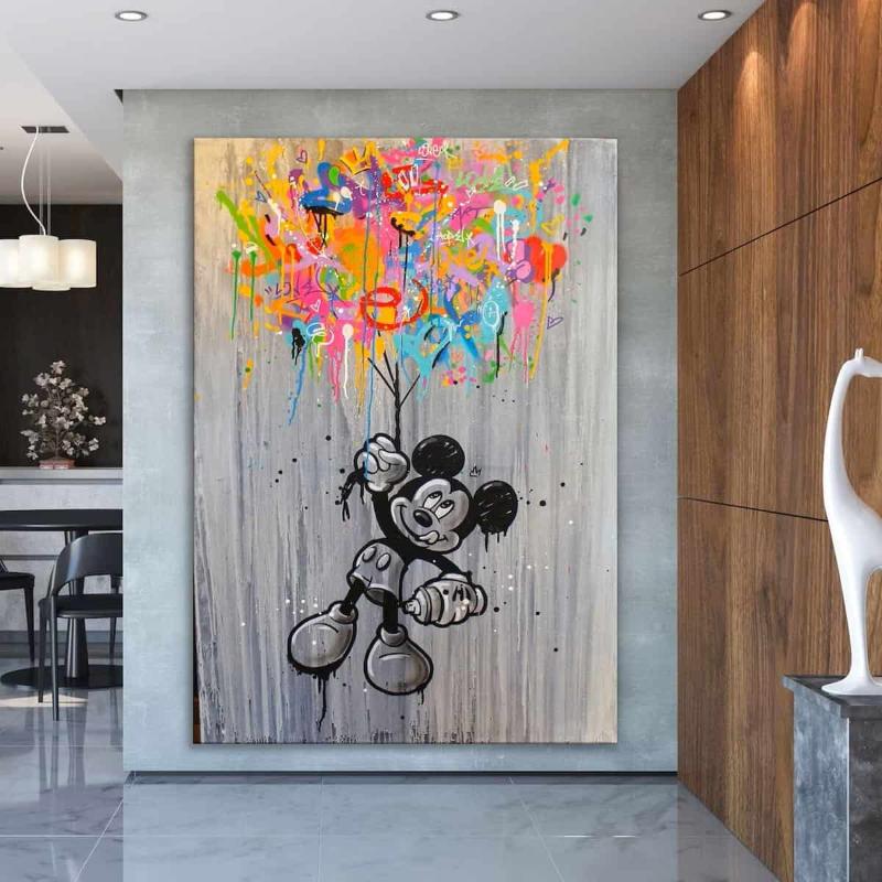 Mickey Mouse  Modern Painting Print Abstract Framed Canvas Wall Art  Home/Office Room Decor Gift