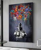 Banksy Boy Flying With Balloon Canvas, Wall Art Canvas print