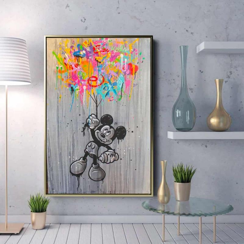 Mickey Mouse  Modern Painting Print Abstract Framed Canvas Wall Art  Home/Office Room Decor Gift