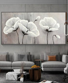 Flower  print on Canvas, Large Wall Art, Abstract Blossom White Floral Painting, Living Room Home Decor