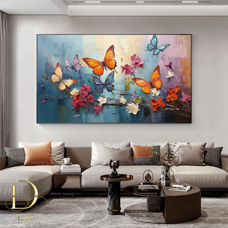 Abstract Color Butterfly print on Canvas, Living room Wall Decor, Colorful Wall Art