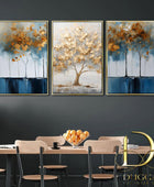 Abstract Forest Golden Canvas Print Wall Painting Modern Style 3pice