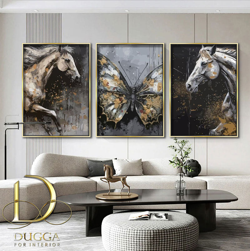 Luxury golden hoarse canvas wall art